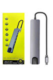 Macbook Pro/air Uyumlu USB Type-C 8 In 1 Hub Dönüştürücü Çevirici Çoklayıcı USB Hdmı Micro Sd 8 Girişli