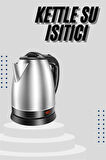 Kettle C F Tipi 220-240V Paslanmaz Çelik Elektrik Kablolu Otomatik Kapanma