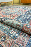 Klasik Etnik Desen Vintage Dokuma Şönil Halı Yıkanabilir Eskitme Salon Halısı Kilim