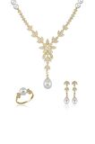 Birinci1926 14 Ayar Altın Kadın Lotus Çiçek Taşlı İnci Set