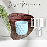 07 Geometrik Saksı Drenajsız Beyaz - Saksılık