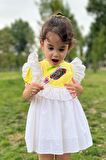 Puantiyeli Kısa Kol Sarı Kız Çocuk Bebek Yazlık Elbise