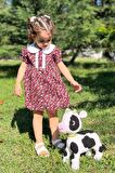 Bebe Yaka Dantel Detaylı Çiçekli Yazlık Kız Çocuk Bebek Pamuklu Elbise