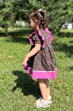 Su Taşı Detaylı Fırfırlı Çiçekli Poplin Kız Çocuk Bebek Elbise