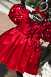 Saten Midi Kız Çocuk Bebek Kırmızı Balon Kol Abiye Elbise