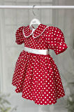 Bebe Yaka Dantelli Kız Çocuk Bebek Puantiyeli Pamuklu Kırmızı Minnie Elbise