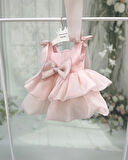 Kat Kat Balon Elbise Kurdale Detaylı Pudra Pembe Karolin Abiye Elbise 