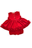 Kırmızı Bürümcük  Pamuklu Alt Üst Kız Çocuk Bebek Takım