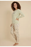 Luxury Thermal Be Sweet Yazılı Çizgili Desenli Kadın Polar Pijama Takımı – 42040