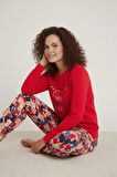 Luxury Thermal Happy New Year Desenli Kadın Polar Kışlık Pijama Takımı – 42049