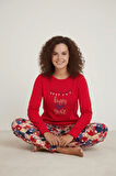 Luxury Thermal Happy New Year Desenli Kadın Polar Kışlık Pijama Takımı – 42049