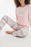 Luxury Thermal Sweet Winter Geyik Desenli Kadın Polar Kışlık Pijama Takımı – 42054