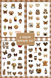 4 Sayfa Kahverengi-Brown-Leopar Sticker Set Planner Ajanda Bullet Journal Için Uygun Set