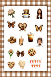 4 Sayfa Kahverengi-Brown-Leopar Sticker Set Planner Ajanda Bullet Journal Için Uygun Set