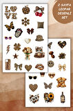 2 Sayfa Kahverengi-Leopar Sticker Set Planner Ajanda Bullet Journal için Uygun Set