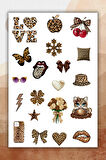 2 Sayfa Kahverengi-Leopar Sticker Set Planner Ajanda Bullet Journal için Uygun Set