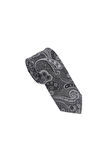 Brianze Siyah Gri Şal Motif Desen Kravat Mendil Set