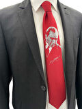 Brianze Kırmızı M.Kemal Atatürk Dokuma Kravat