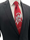 Brianze Kırmızı M.Kemal Atatürk Dokuma Kravat