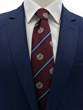 Brianze 8 Cm Bordo Lacivert Çizgili Arma Desenli Kravat