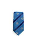  Brianze 8 Cm Mavi Lacivert Çizgili Arma Desenli Kravat