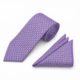 Brianze 8 Cm Lila Desenli Kravat Mendil Set