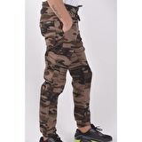 BLACK STEEL SLİM FİT,BEL VE PAÇA LASTİKLİ,KARGO CEPLİ KAMUFLAJ DESEN PANTOLON-91000