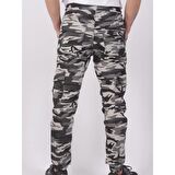 BLACK STEEL SLİM FİT,BEL VE PAÇA LASTİKLİ,KARGO CEPLİ KAMUFLAJ DESEN PANTOLON-91000