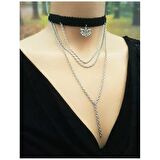 Lotus Çiçeği & Zincir & Özel Dokuma Kadın Choker Kolye