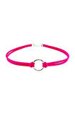 Fuşya Renk Kadın Süet Round Choker