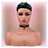 Kaplangözü Doğal Taş Kadın Siyah Kadife Choker Kolye