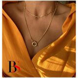 Altın Kaplama Halka Kilit & Zincir İkili Kadın Choker  Kolye