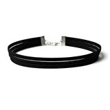 Siyah Renk Süet Kadın Choker Kolye