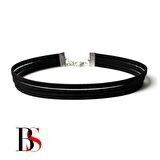 Siyah Renk Süet Kadın Choker Kolye