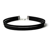 Siyah Renk Süet Kadın Choker Kolye