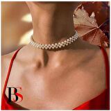 Akrilik İnci Kadın Choker Kolye