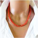 Turuncu Renk Kesme Boncuk Kadın Kolye