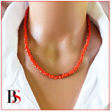 Turuncu Renk Kesme Boncuk Kadın Kolye