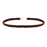 Kahverengi Süet Saç Örgülü kadın Choker