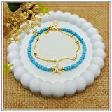 Mavi Boncuk & Beyaz Deniz Yıldızı Kadın Halhal