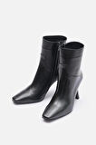 Bestyle Hollow Wedge Kadın Siyah Gerçek Deri Topuklu Bot
