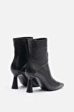 Bestyle Hollow Wedge Kadın Siyah Gerçek Deri Topuklu Bot