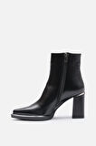 Bestyle Ludo Kadın Siyah Gerçek Deri Topuklu Bot
