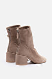 BESTYLE  Mugo %100 Vizon Süet  5,5 cm Topuklu Kadın Bot