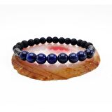 Lapis Lazuli & Oniks & Hematit Doğal Taş Erkek Bileklik