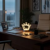Kral Tacı Model Kristal LED Masa Lambası – Dokunmatik, 3 Renk Işık Modlu, Şarjlı Mini Dekoratif Gece Lambası (5468)