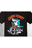 Shark Rider Köpekbalığı Sürücü Motor Motorsiklet Tişört Çocuk T-shirt