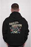 Harley Davidson Skull Ride Free Motorcycle Sweatshirt Unisex Kapüşonlu Hoodie