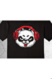 Panda Bear Music Müzik Kulaklık Retro Tişört Çocuk T-shirt