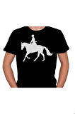 Binicilik At Silüet Yarış Jokey Tişört Unisex T-shirt
